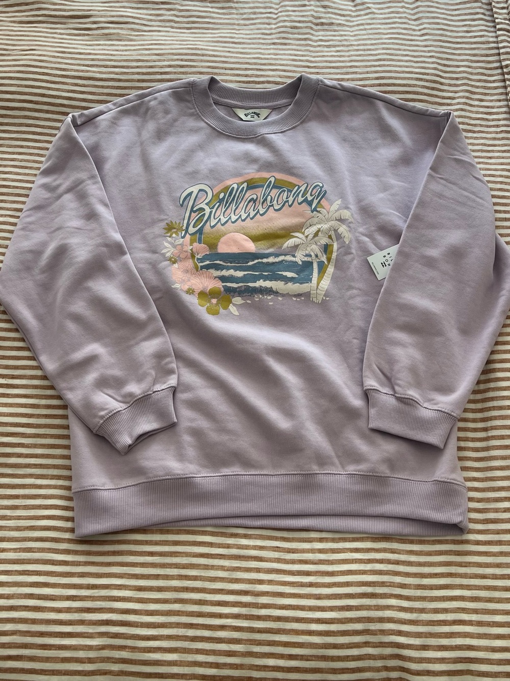 Billabong Lavender Crewneck Sweatshirt L